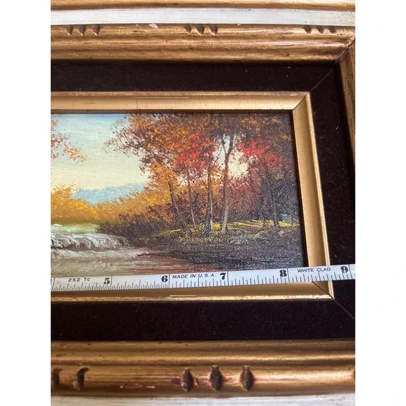 I Cafieri Oil Painting Autumn River Landscape Ornate Wooden Frame Mid century - Picture 11 of 12